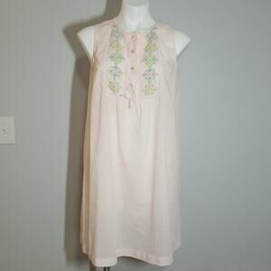 Vintage 70s Gilead Nightgown Pink Embroidered Lace Sleepwear Medium MCM